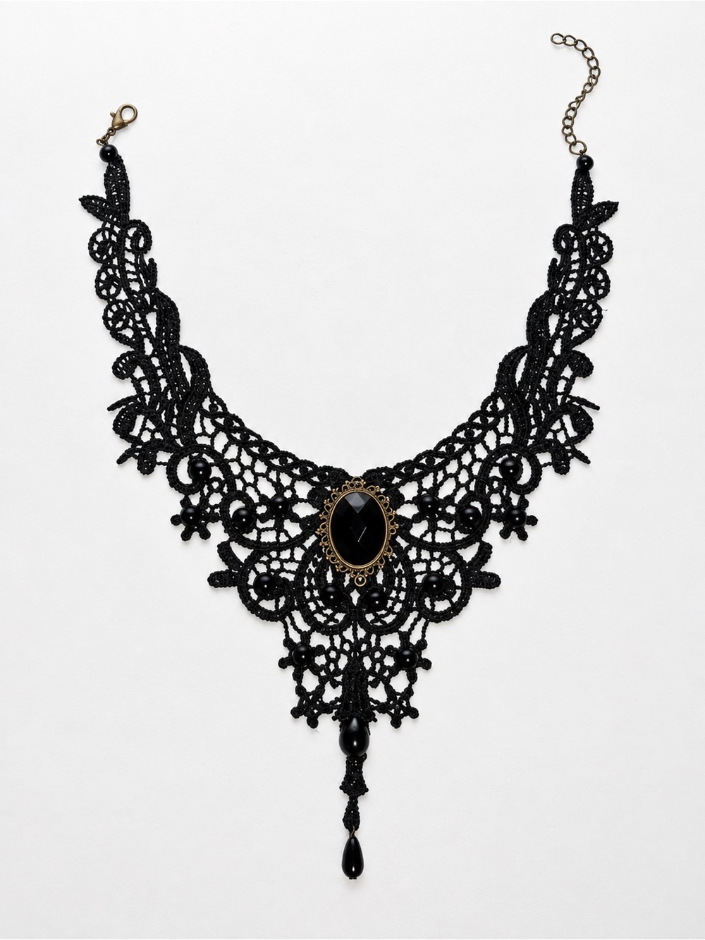 Gothic Black Lace Victorian Statement Choker Necklace